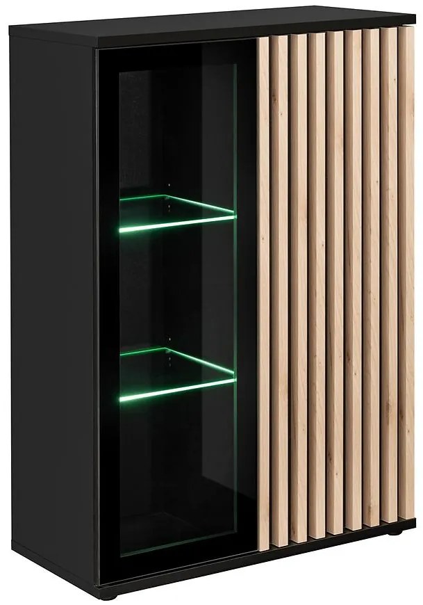 Vitrína Cameron WSN ZHJ CM WSN čierna/hickory jackson