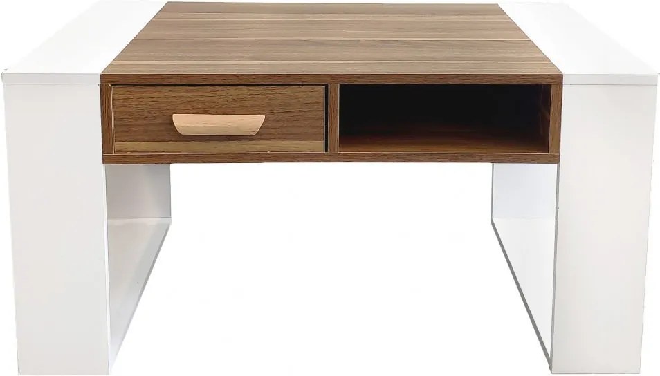 ModernHOME Konferenčný stolík, biela / hnedá, WYJ-090