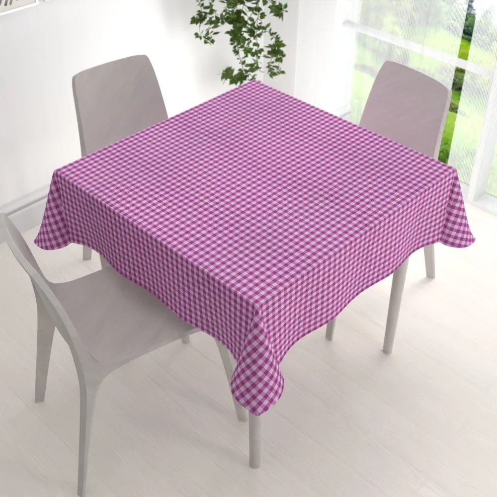 Biante Bavlnený štvorcový obrus Olivia OL-020 Fialová kocka malá 80x80 cm