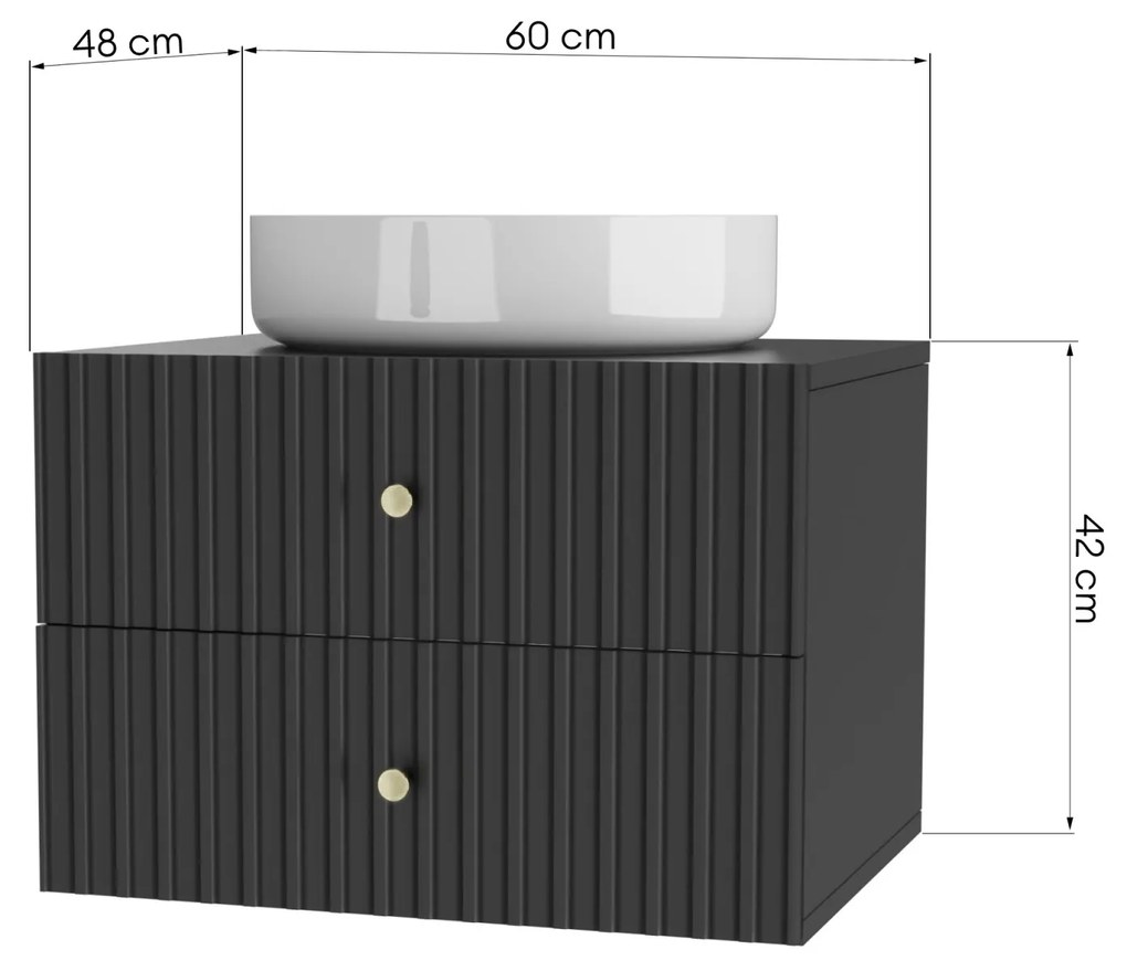 Skrinka pod umývadlo s doskou Lore 60 cm čierna