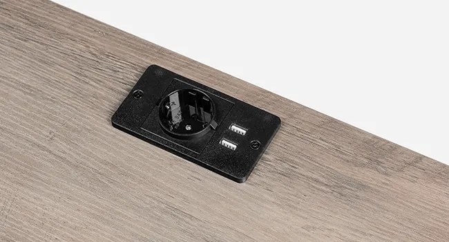 Noční stolek Vasagle Ferira 40 cm s nabíjecí stanicí černý/šedý