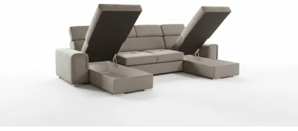 Rozkladacia sedacia súprava s univerzálnym rohom do U s úložným priestorom SALVADA béžová