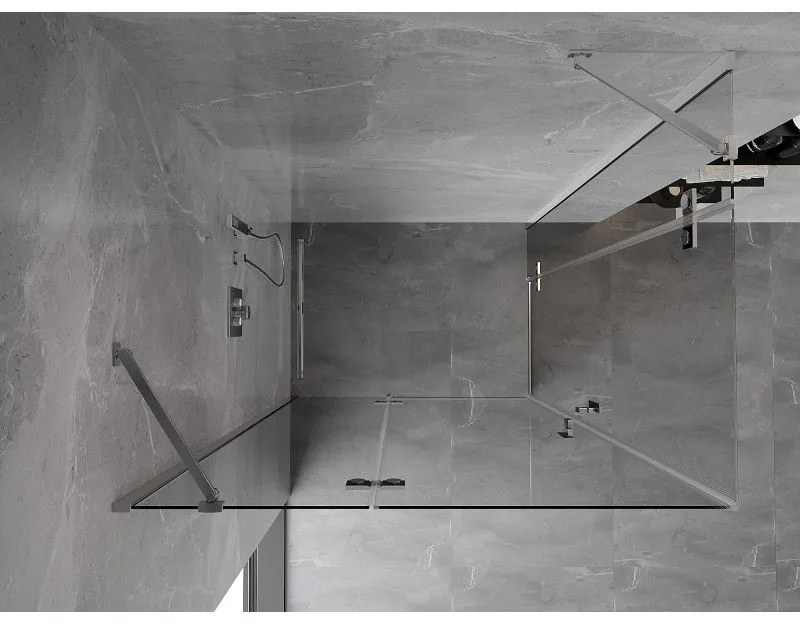 Mexen Mist-H Duo, 2-krídlový výklopný sprchový kút 115 x 75 cm, číre sklo, chrómový profil, 8A5-115L-075P-01-00