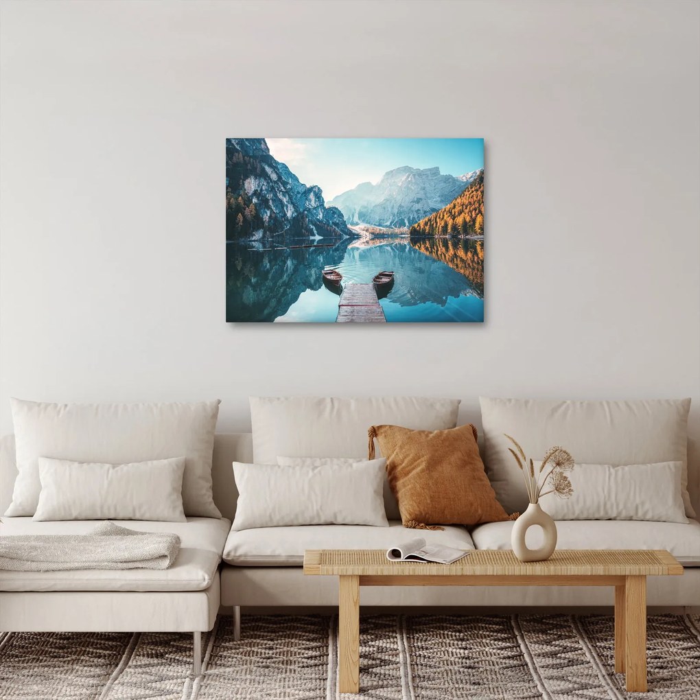 Obraz - Lode na jazere Braies (70x50 cm)