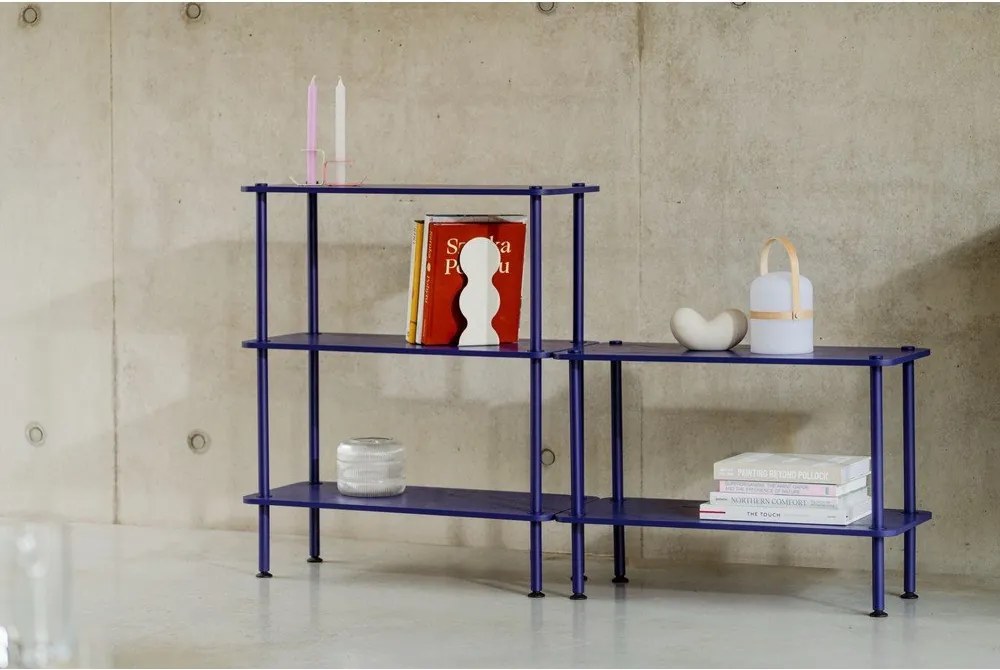 Modrý regál v dekore duba 80x90,5x35 cm Teidi – noo.ma