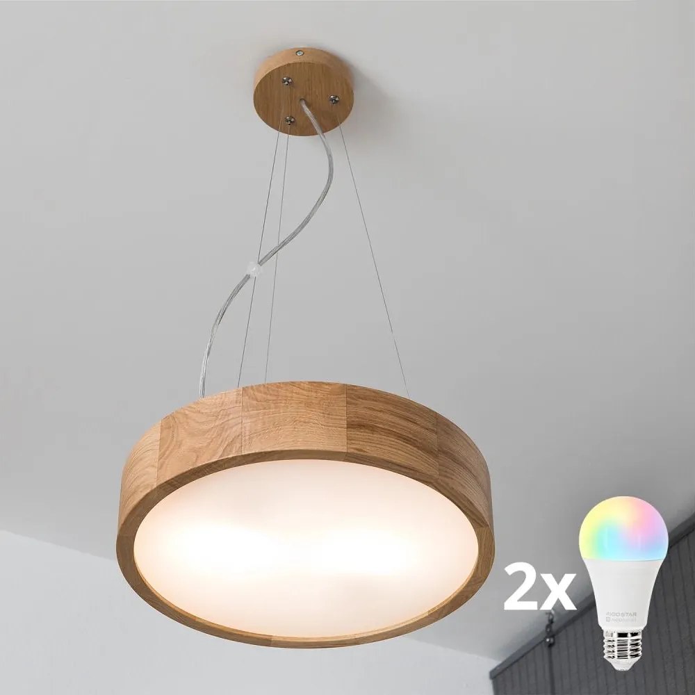 Brilagi - LED RGBW stmievateľný luster CARVALHO 2xE27/15W/230V Wi-Fi dubový priemer 37 cm