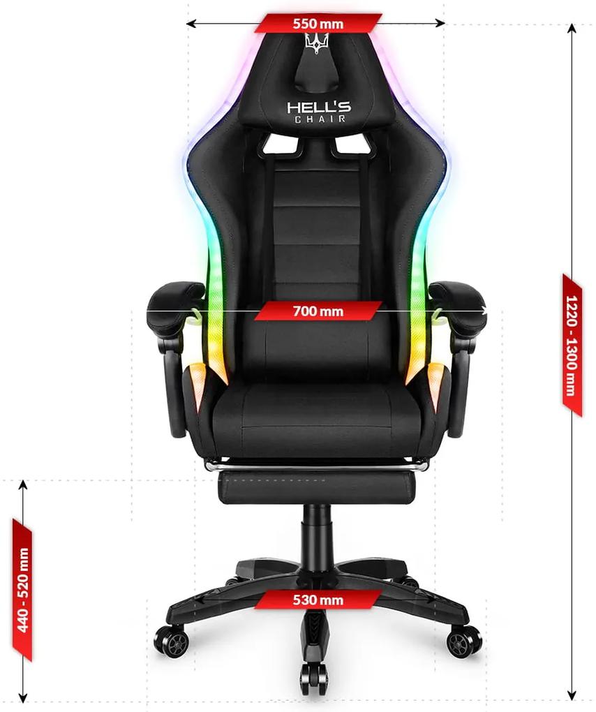 Hells Herná stolička Hell's Chair HC-1039 LED RGB Backlight FABRIC