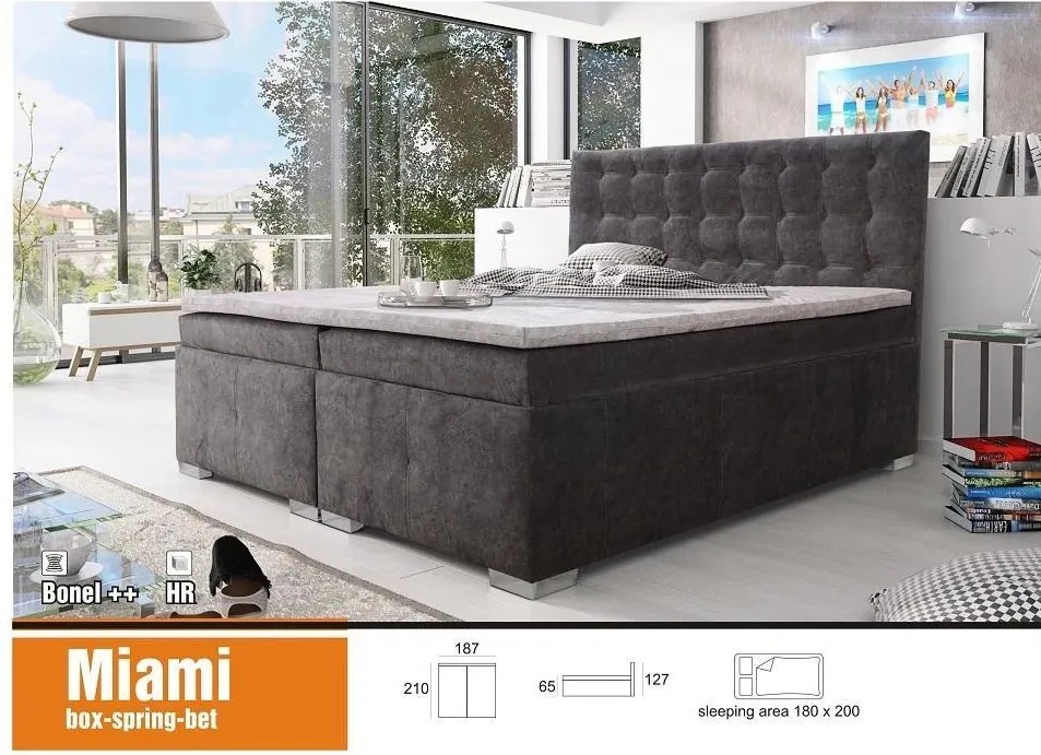 Čalúnená postel MIAMI, 200x180, tm.šedá / sv.šedá (forever 68/60)