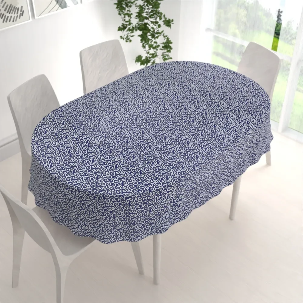 Biante Bavlnený oválny obrus Sandra SA-257 Ornamenty na tmavo modrom 100x160 cm