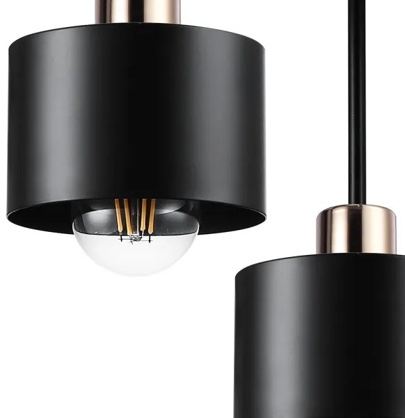 Luster na tyči 3xE27/35W/230V pr. 30 cm čierna/zlatá