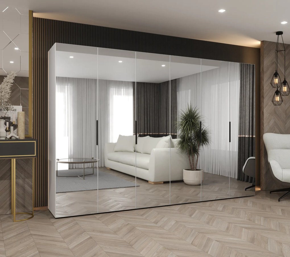 Šatníková skriňa 300 cm Mirabella 3 (biela + čierna). Akcia -20%. Vlastná spoľahlivá doprava až k Vám domov. 1126492