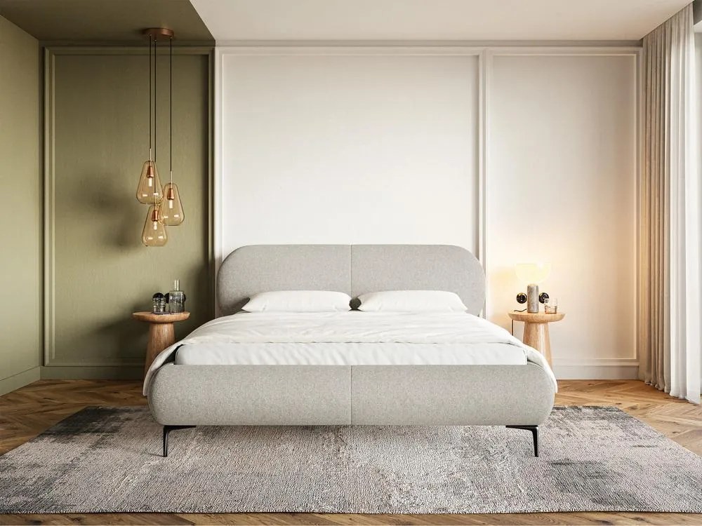 Manželská posteľ 180 cm Octave 180B (s roštom) (svetlá sivá + čierna). Akcia -19%. Vlastná spoľahlivá doprava až k Vám domov. 1099978