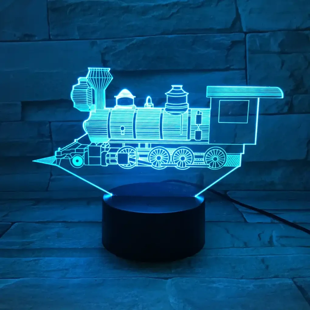 3Dmix 3DL-DRGB001 – 3D LED nočná lampa - Vlak - Lokomotíva (Dual RGB)