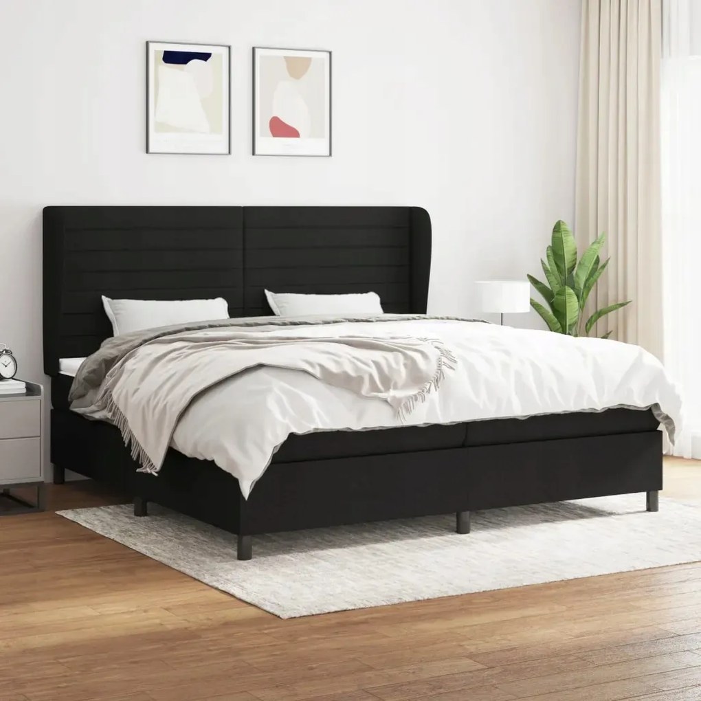 vidaXL Boxspring posteľ s matracom čierna 200x200 cm látka