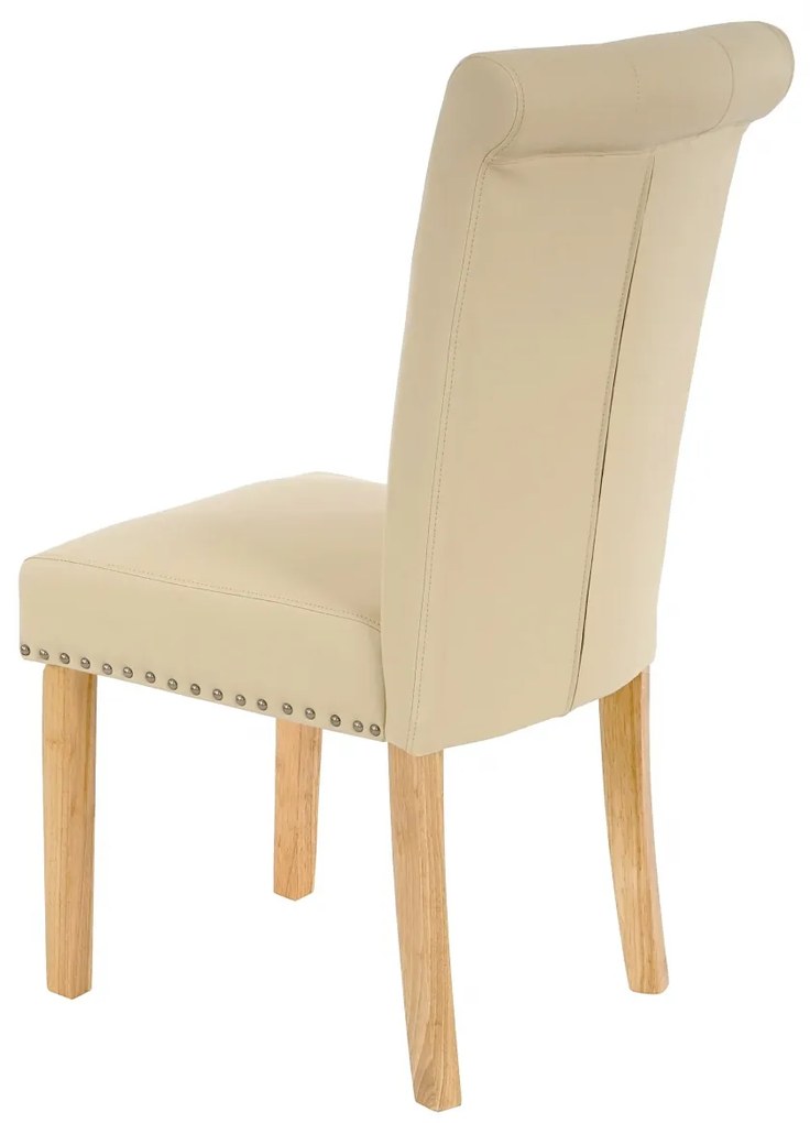 2x Jedálenská stolička Chesterfield 2 - koženka, svetlé nohy - Krémová