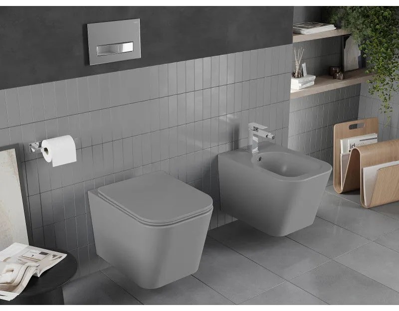 Mexen Teo WC Rimless s WC doskou slim, duroplast, svetlo-šedá matná, 30854061