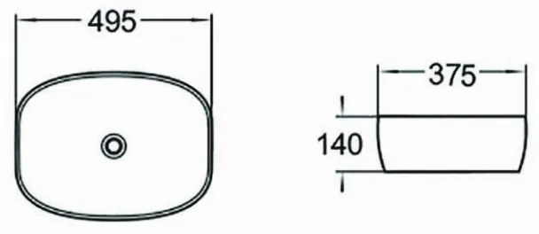 Mexen LITA umývadlo, 49x37 cm, biela/čierny okraj, 22124907