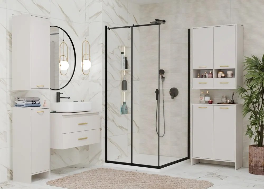 Horní závěsná koupelnová skříňka Nina W2D2P2S 66 cm kašmírová