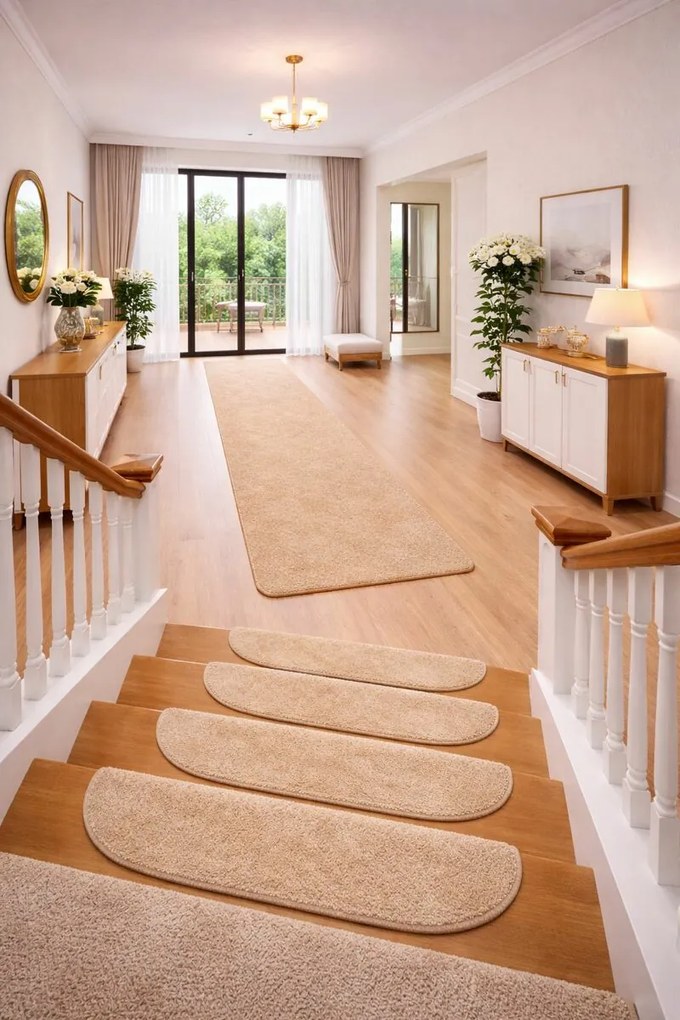 Nášľapy na schody Eton béžový polkruh, samolepiaci - 28x65 polkruh (rozmer vrátane ohybu) Vopi