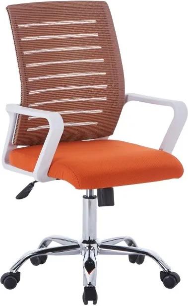KONDELA Cage kancelárska stolička s podrúčkami oranžová / biela / chróm