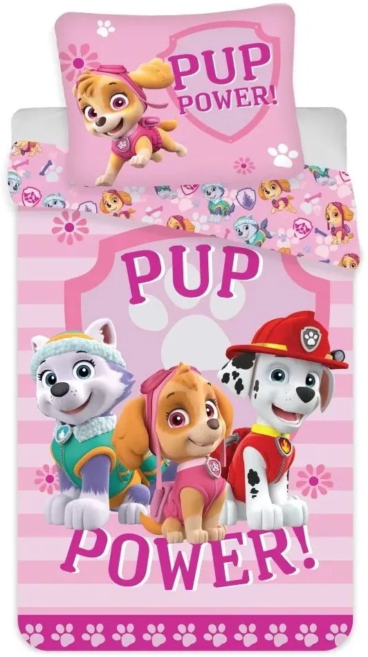 Obliečky do detskej postieľky Paw Patrol - Labková patrola - motív Pup Power - 100% bavlna - 40 x 60 cm + 100 x 135 cm