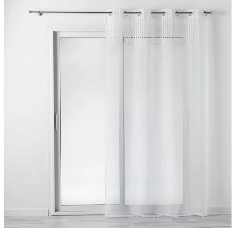 Elegantná biela záclona na kruhy s vrchným vzorovaným dielom 140 x 240 cm