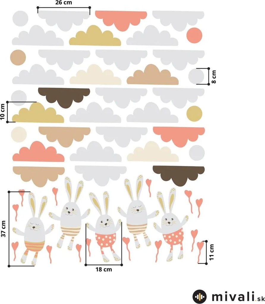 Samolepky na stenu - Mráčiky a zajačiky