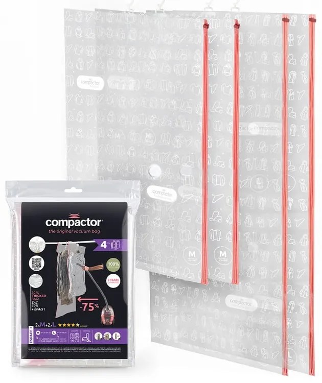 Vákuové vrecia v súprave 4 ks Hanging Vacuum M/L – Compactor
