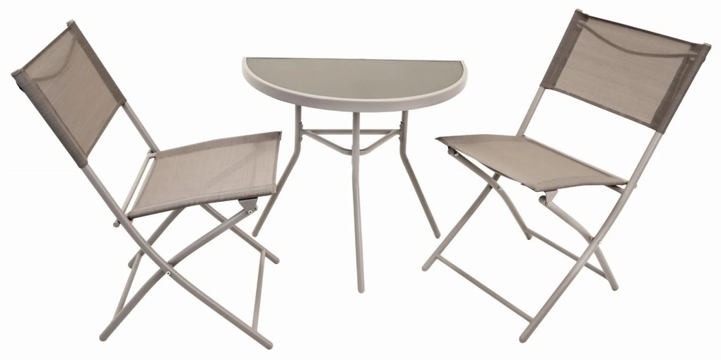 Dekorstudio Balkónový skladací set na malý balkón 2x stolička a stôl - béžový