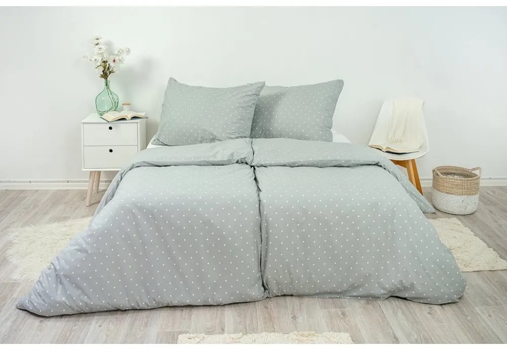 Stanex  obliečky Sivé bodky 100% Bavlna 140x200/70x90 cm