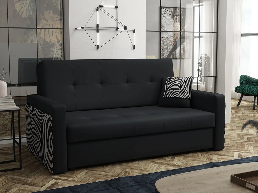 Rozkladacia pohovka Carivia Mel III (čierna + zebra) (s úl. priestorom). Vlastná spoľahlivá doprava až k Vám domov. 1105505