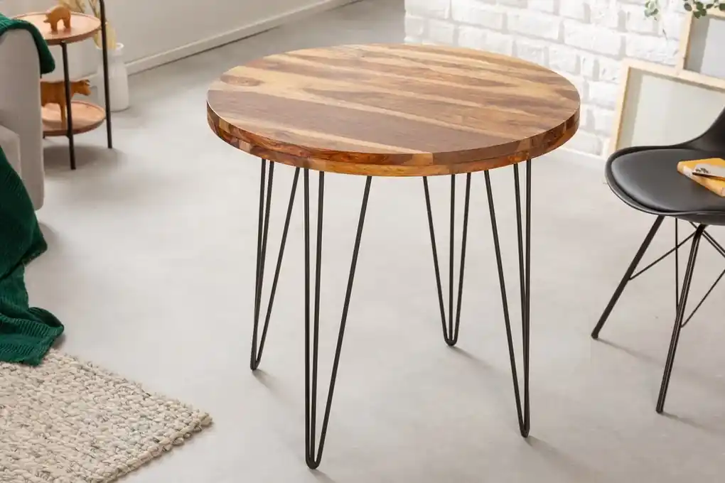 Dizajnový okrúhly jedálenský stôl Elegant 80 cm Sheesham | BIANO