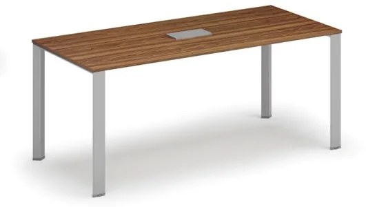 Stôl INFINITY 1800 x 900 x 750, orech + stolová zásuvka TYP IV, strieborná