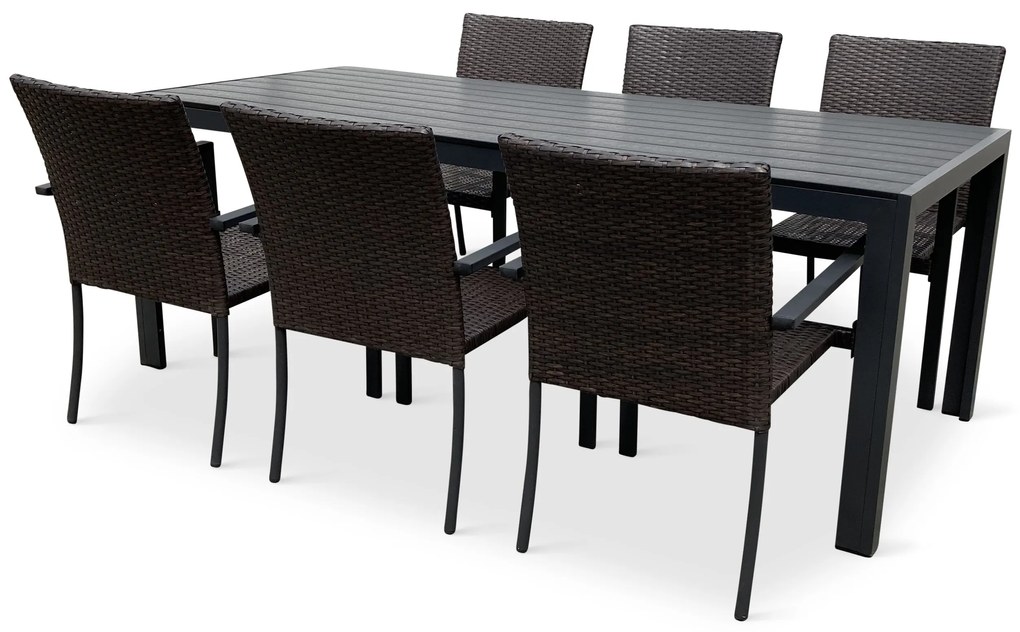 Záhradný jedálenský set Viking XL + 6x ratanová stolička Wicker Pat