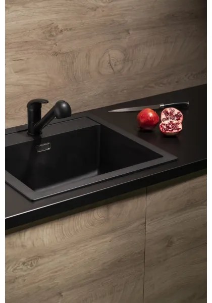 KFA Armatura 6613-110-81 - Drezová batéria s vyťah. sprškou INDIRA mosadz/čierna