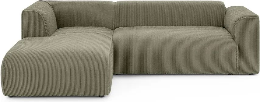 Zelená menčestrová rohová pohovka (ľavý roh/s leňoškou) Merid – Ropez