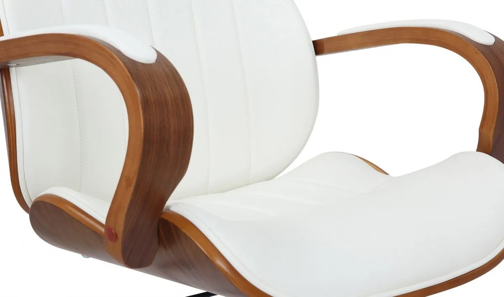 Design-Shop Kancelárska stolička Melilla - drevo orech - Biela