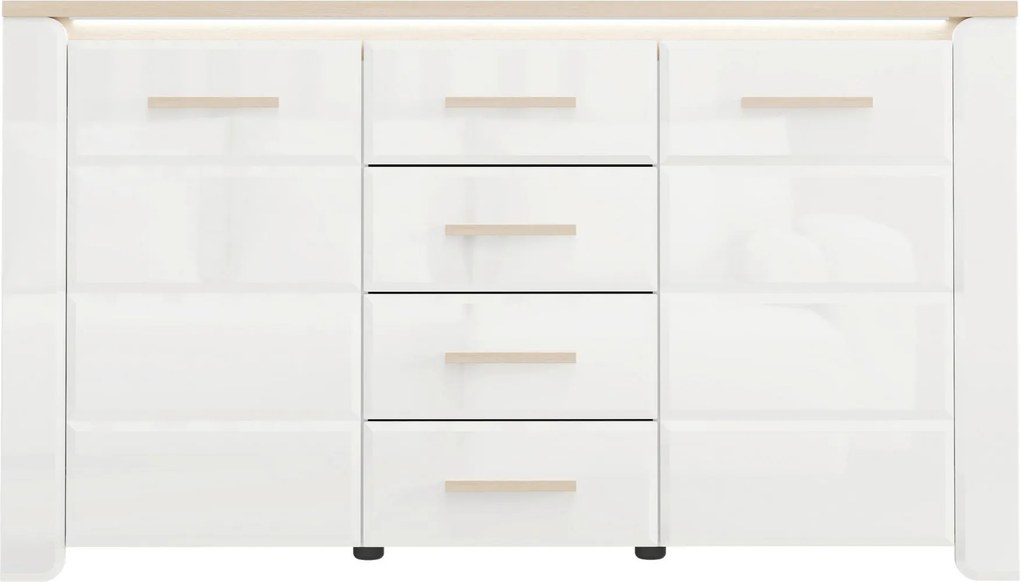 XXXLutz KOMODA, biela, dub bianco, 154/88/40 cm Carryhome - Komody - 000834018102