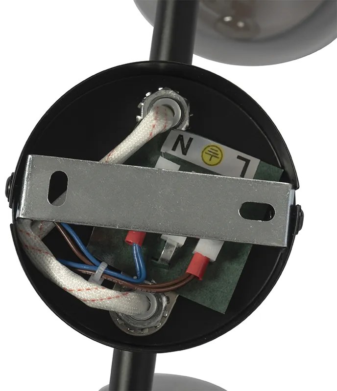 Art Deco stropné svietidlo čierne s dymovým sklom 2-svetlá - Vidro