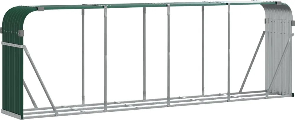 vidaXL Držiak na polená zelený 300x45x100 cm pozinkovaná oceľ