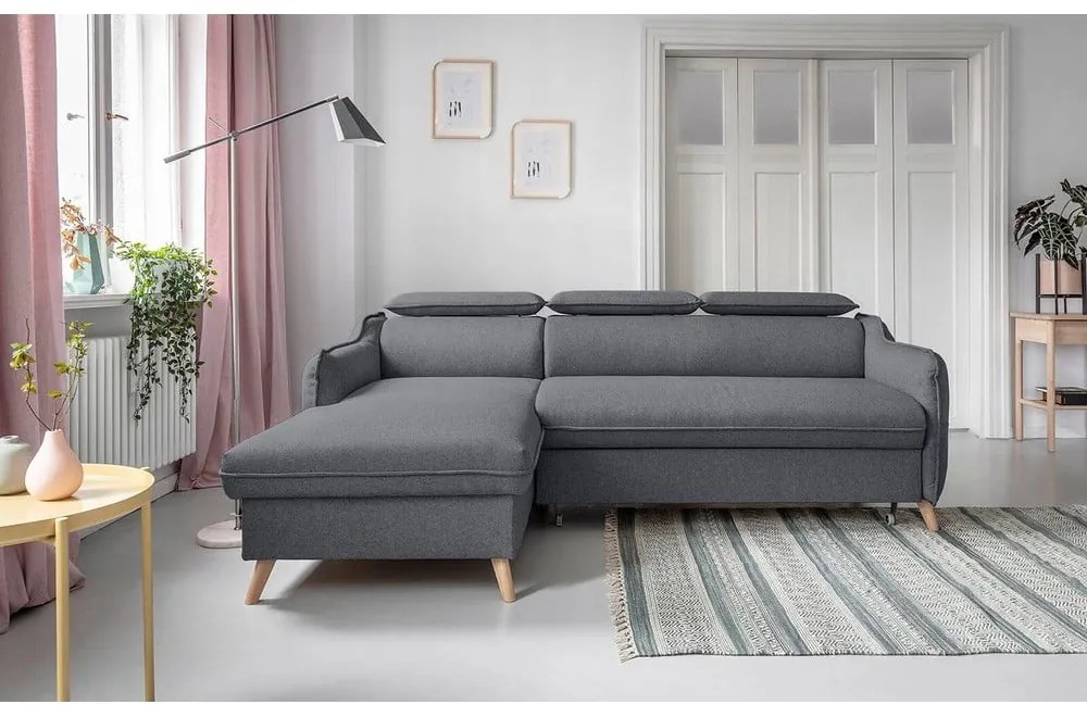 Tmavosivá rozkladacia rohová pohovka (ľavý roh) Sweet Harmony – Miuform