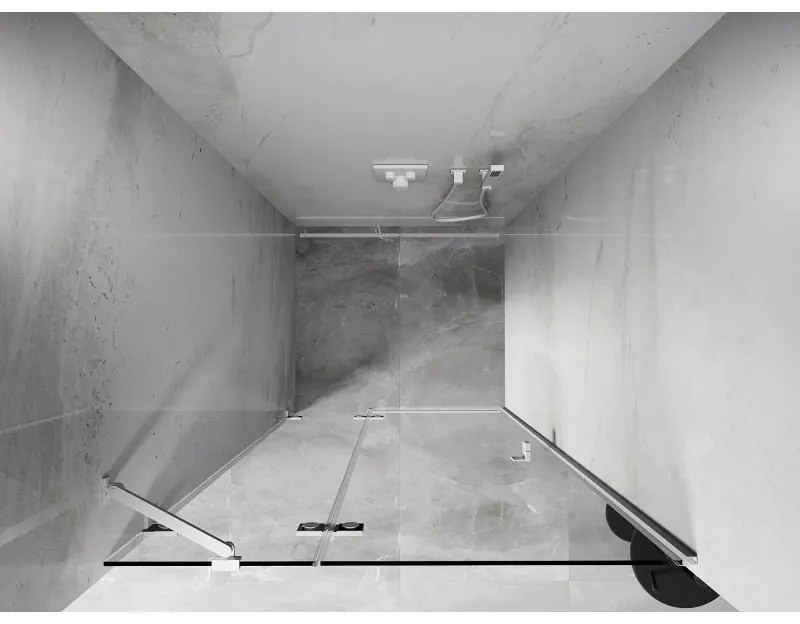 Mexen, Mexen Lunar ľavé otočné sprchové dvere 95 cm, transparentné, biele - 834-095-000-20-00-L