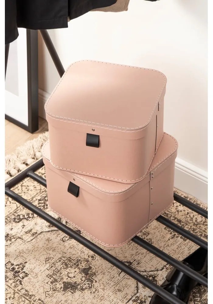 Ružové kartónové úložné boxy v súprave 2 ks s vekom 28,5x28,5x19,5 cm Ludvig Paper Laminate – Bigso