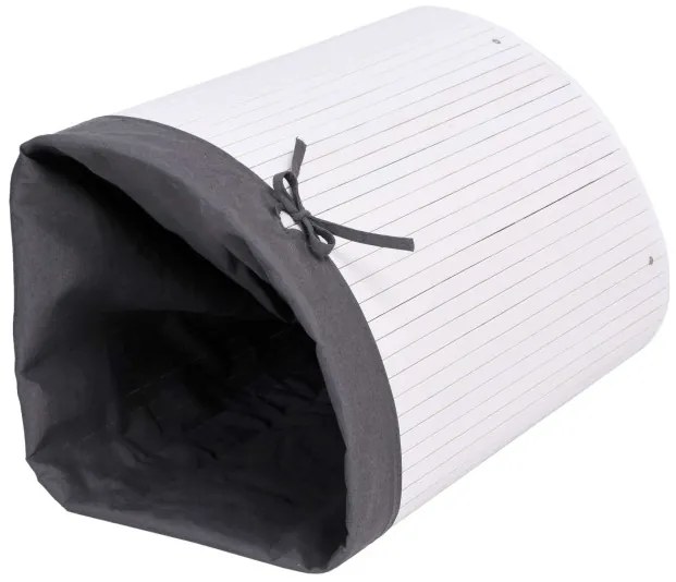 Rohový kôš na bielizeň 60 l bambusový biely / sivý