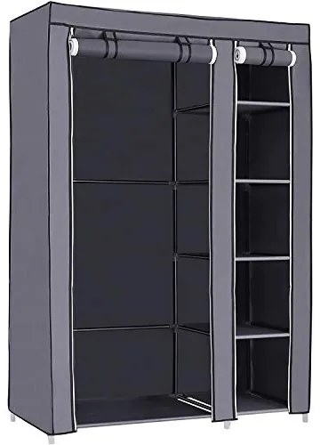 Látková skriňa, 1 závesná tyč, 6 políc, 175x110x45cm