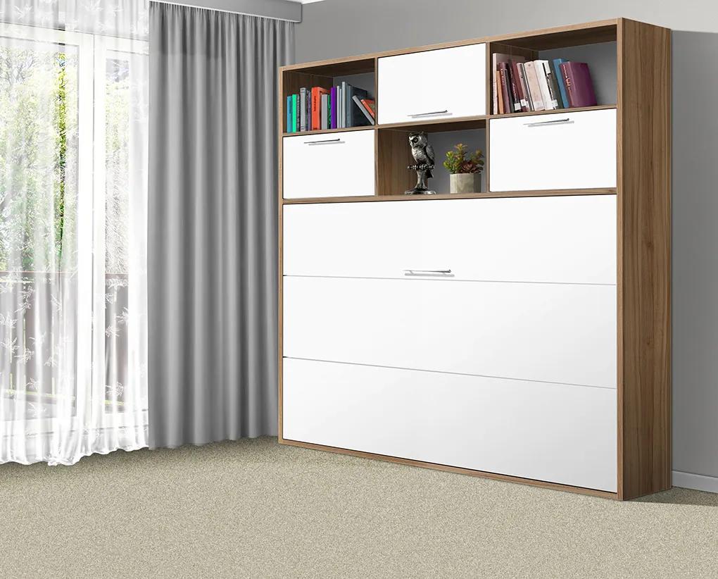 Nabytekmorava Sklápacia posteľ VS1056 MAX, 200x120cm farba lamina: orech/biele dvere, Varianta dverí: lesklé
