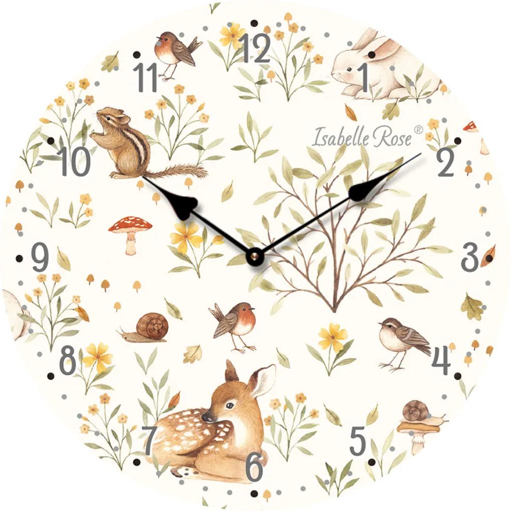 Isabelle Rose Drevené nástenné hodiny s motívom lesnej zveri 15 cm