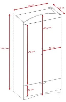 Klasická skriňa Kocta 90 cm biela