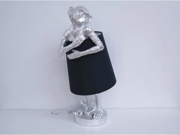 KARE DESIGN Stolná lampa Animal Monkey strieborná, čierna 56 × 23 × 23 cm