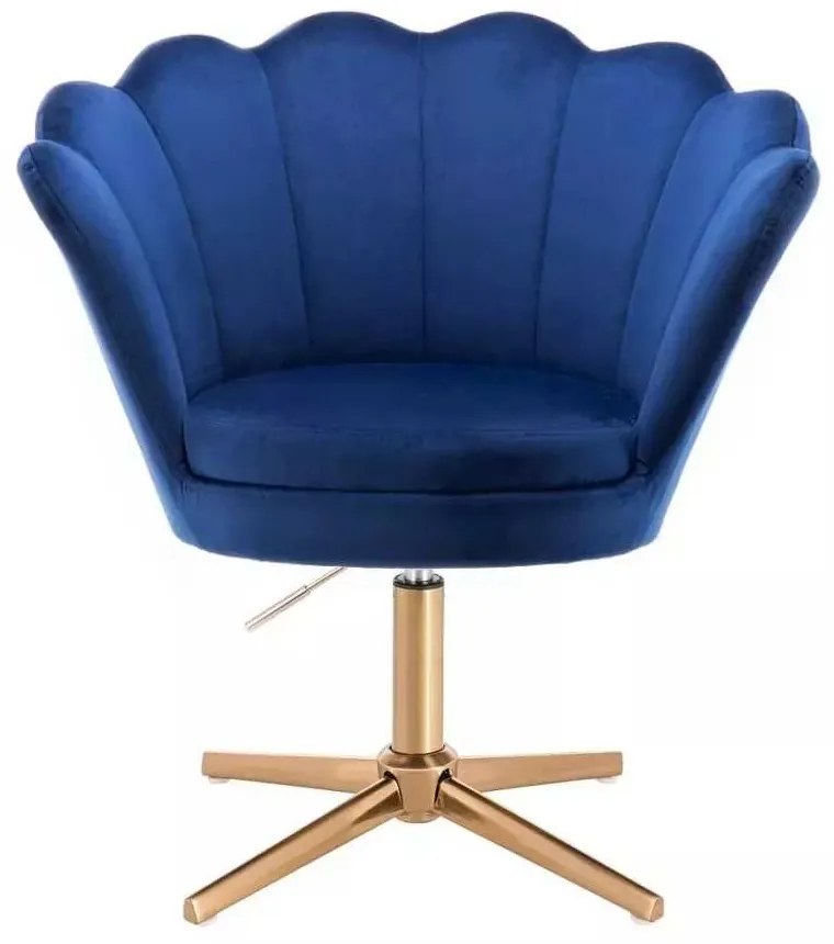 LuxuryForm DESIGN Kreslo FREY VELUR na zlatom kríži - modré